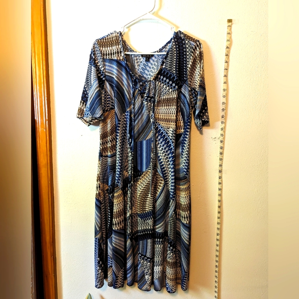 Dress by Sammy & Jo 3 quarter length, blue white and gold XL